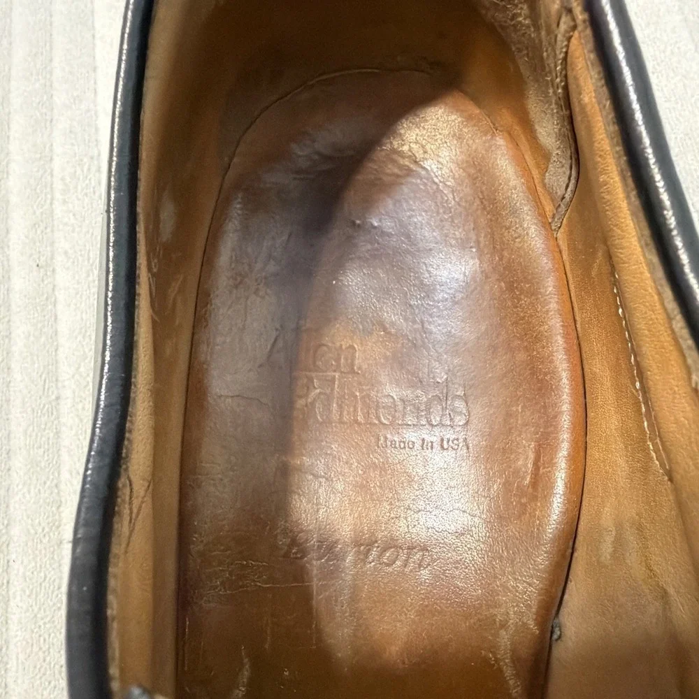 Allen Edmonds Burton Mens 11 B Black Leather Moc Toe Oxford Derby Dress Shoes